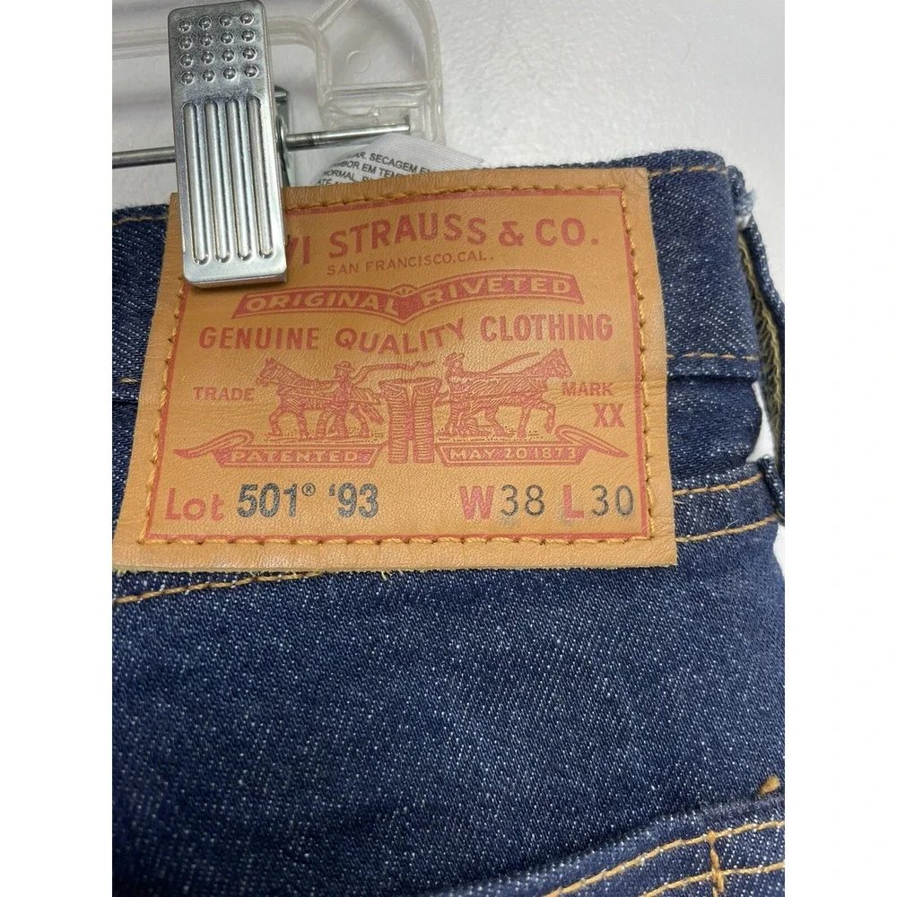 Levi's 501 '93 Sz 38x30 Straight Leg Button Fly Denim Blue Jeans‎ (HH20) EUC